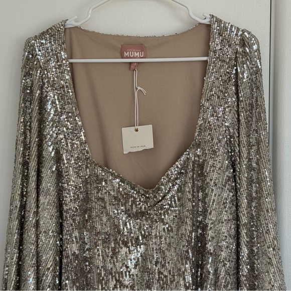 NWT Show Me Your Mumu Women's Aniston Mini Long Sleeve Dress Sequins Size XL - Picture 3 of 7